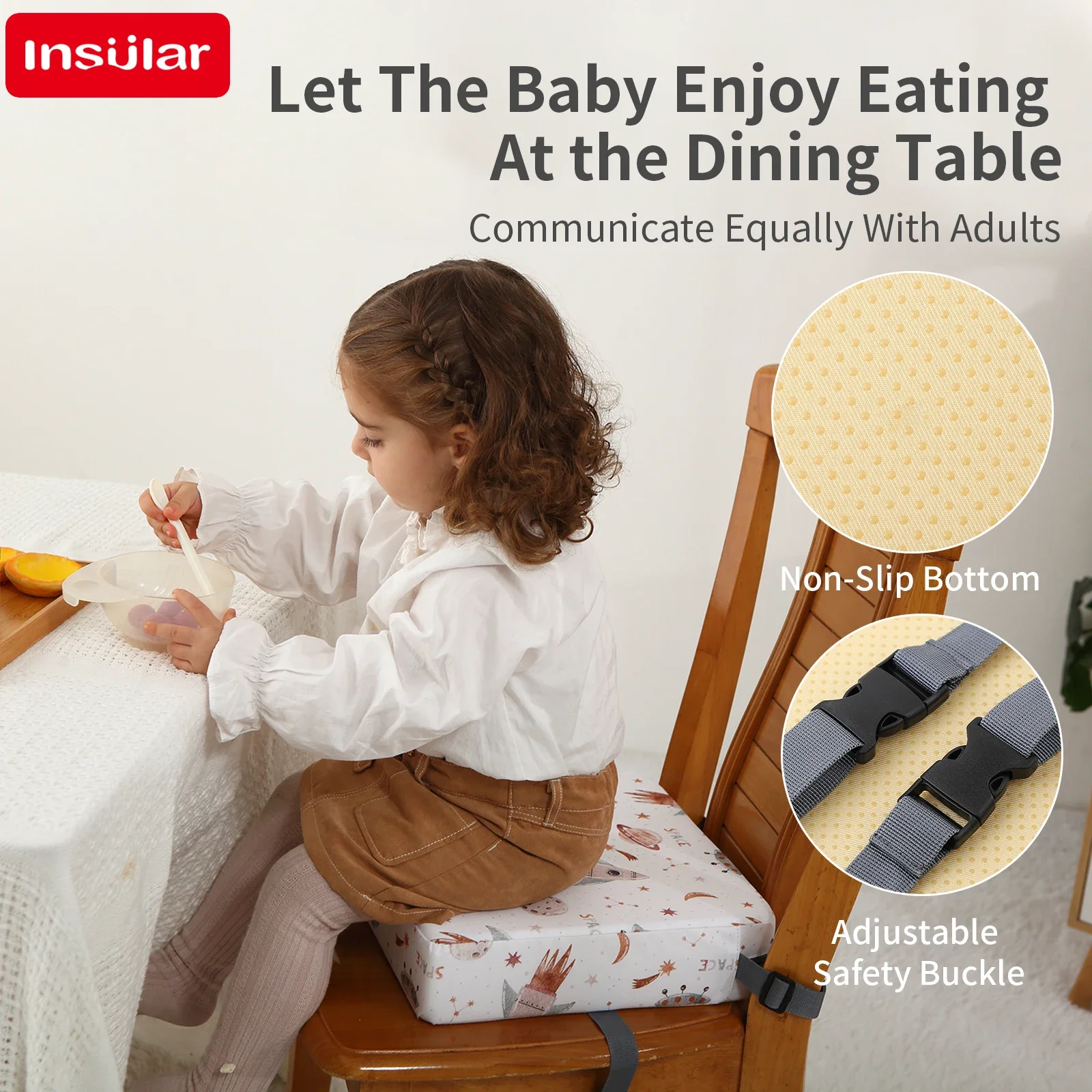 Baby High Chair Booster - INSULAR Star Pattern Waterproof Baby Highchair