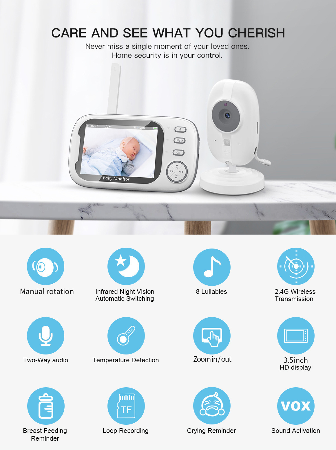 HTMCK 3.5 Inch Baby Monitor wi - Baby Products Video recension och pris